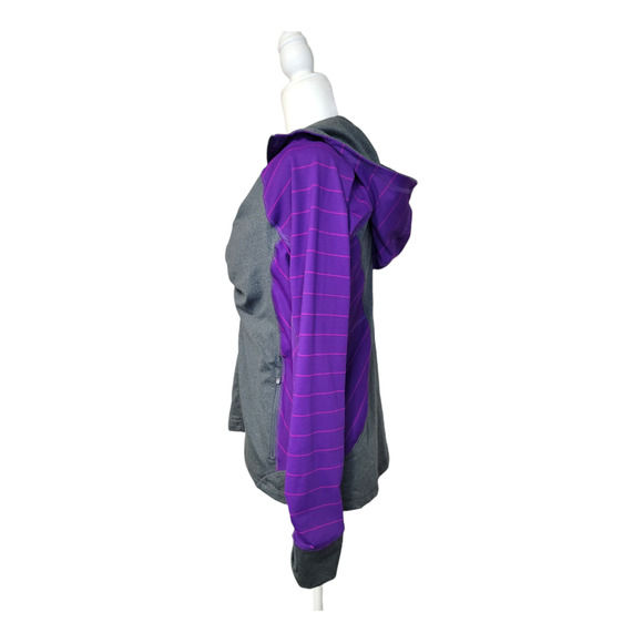 Lands End Womens Activewear Jacket Hoodie Sz Med Petite Gray and Purple - Picture 5 of 7